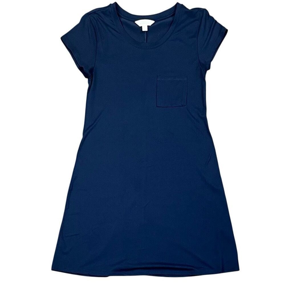 Market & Spruce Navy Blue T-Shirt A-Line Short Sleeve Pocket Dress Medium